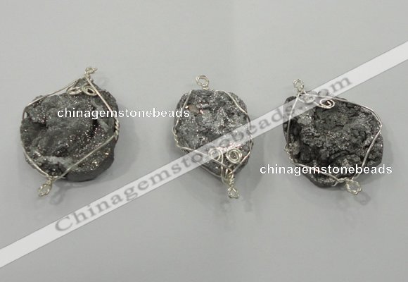 NGC108 25*30mm - 35*40mm freeform druzy agate connectors wholesale