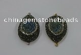 NGC1102 25*35mm teardrop druzy agate connectors wholesale