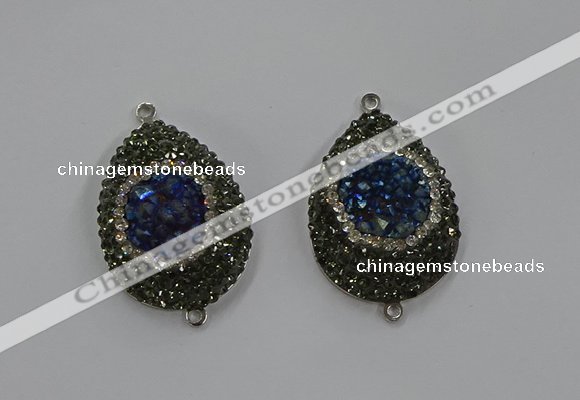 NGC1103 25*35mm teardrop druzy agate connectors wholesale