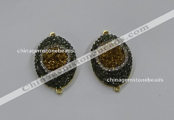 NGC1107 25*35mm oval druzy agate connectors wholesale