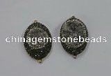 NGC1108 25*35mm oval druzy agate connectors wholesale