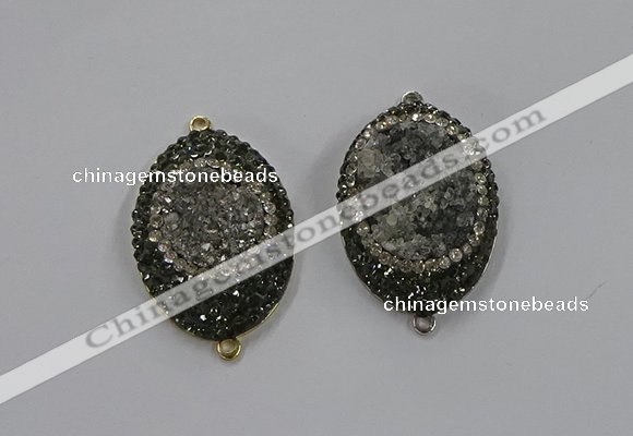 NGC1108 25*35mm oval druzy agate connectors wholesale