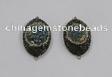 NGC1109 25*35mm oval druzy agate connectors wholesale