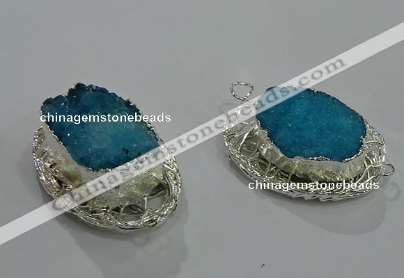 NGC1118 22*30mm - 25*35mm freeform druzy agate connectors wholesale