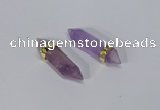 NGC1128 8*40mm - 10*35mm sticks amethyst connectors wholesale