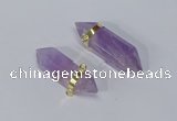 NGC1129 12*40mm - 12*45mm sticks amethyst connectors wholesale