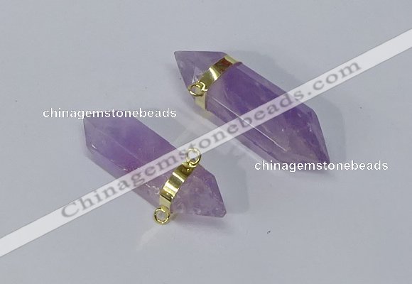 NGC1129 12*40mm - 12*45mm sticks amethyst connectors wholesale