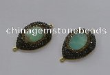 NGC1131 25*35mm teardrop Australia chrysoprase connectors wholesale