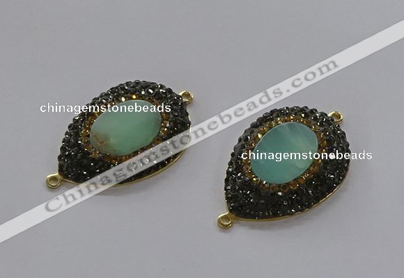 NGC1131 25*35mm teardrop Australia chrysoprase connectors wholesale