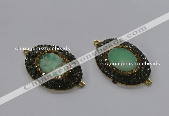 NGC1132 25*35mm oval Australia chrysoprase connectors wholesale