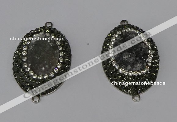 NGC1140 25*35mm oval druzy agate connectors wholesale