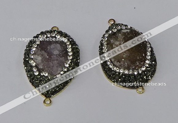 NGC1145 25*35mm teardrop druzy agate connectors wholesale