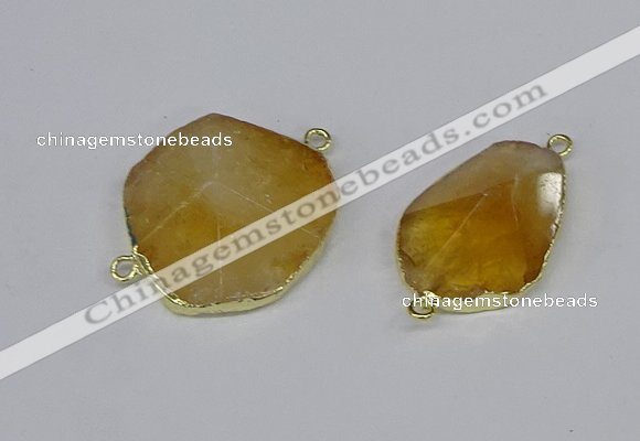 NGC1152 20*30mm - 30*35mm freeform citrine gemstone connectors