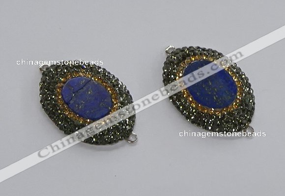 NGC1160 25*35mm oval lapis lazuli gemstone connectors wholesale