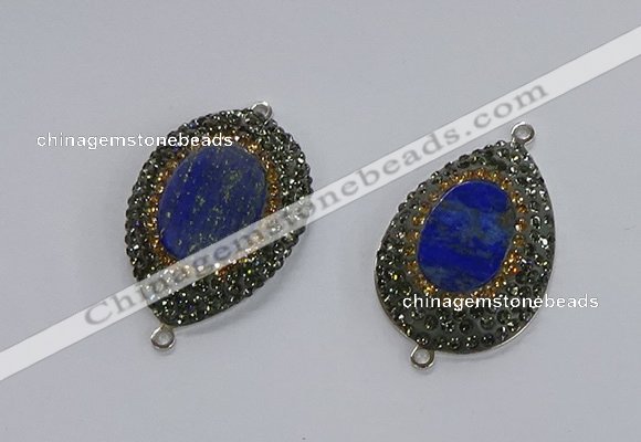 NGC1161 25*35mm teardrop lapis lazuli gemstone connectors wholesale