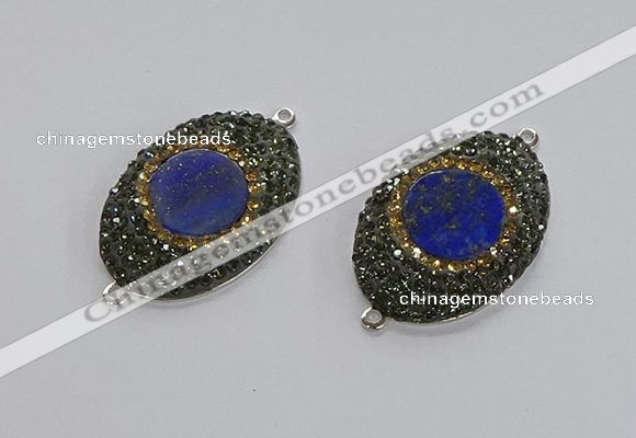 NGC1164 25*35mm oval lapis lazuli gemstone connectors wholesale