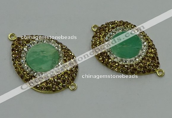 NGC1172 25*35mm teardrop Australia chrysoprase connectors wholesale