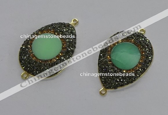 NGC1176 25*35mm teardrop Australia chrysoprase connectors wholesale