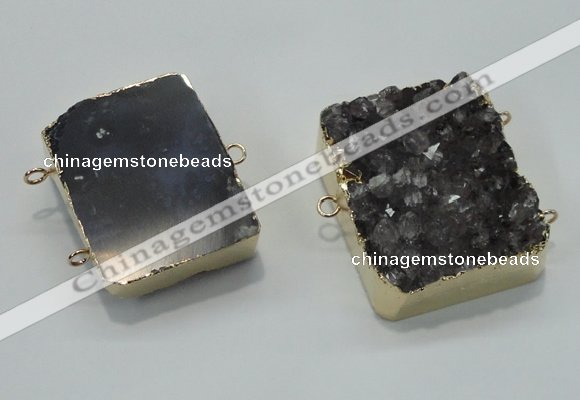 NGC120 30*40mm - 35*45mm rectangle druzy amethyst connectors