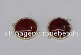 NGC1215 30mm flat round agate gemstone connectors wholesale