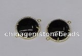 NGC1219 30mm flat round agate gemstone connectors wholesale