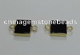 NGC1231 14*14mm square black agate gemstone connectors wholesale