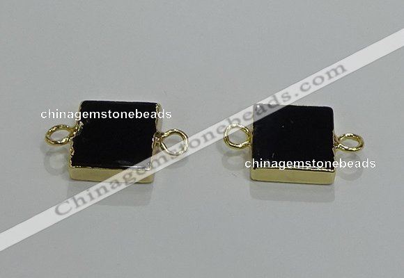 NGC1231 14*14mm square black agate gemstone connectors wholesale