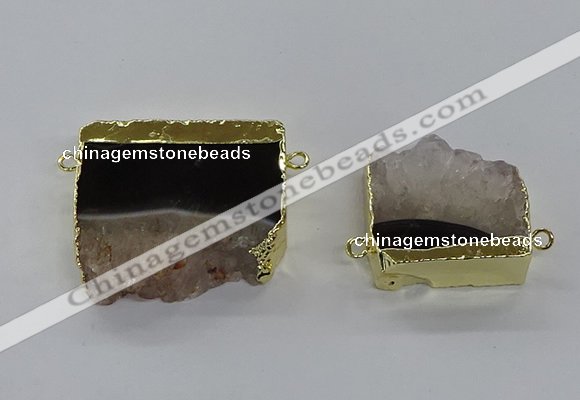 NGC1271 25*40mm - 30*42mm freeform druzy agate connectors