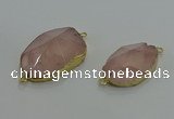 NGC1276 18*25mm - 30*35mm freeform rose quartz connectors