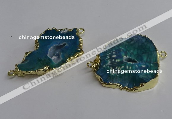 NGC1305 25*35mm - 35*45mm freeform druzy agate connectors