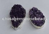 NGC1321 35*50mm - 40*60mm freeform druzy amethyst connectors