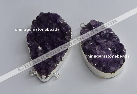 NGC1321 35*50mm - 40*60mm freeform druzy amethyst connectors