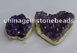 NGC1324 45*50mm - 50*60mm heart druzy amethyst connectors