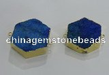 NGC1331 30*30mm - 35*35mm hexagon druzy agate connectors