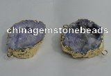 NGC138 30*40mm - 35*45mm freeform plated druzy agate connectors