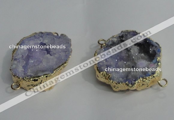 NGC138 30*40mm - 35*45mm freeform plated druzy agate connectors