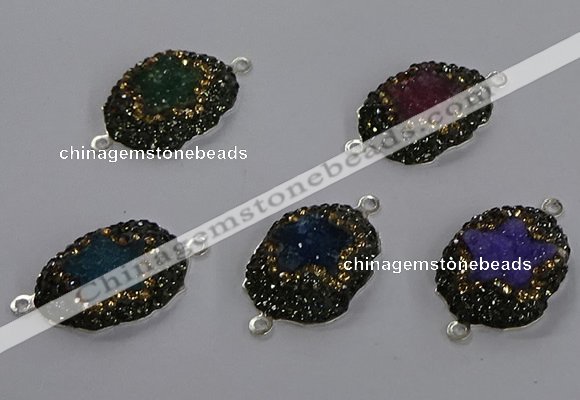 NGC1392 18*25mm freeform druzy agate connectors wholesale