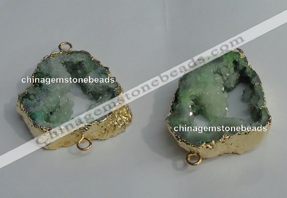 NGC140 30*40mm - 35*45mm freeform plated druzy agate connectors