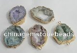 NGC141 30*40mm - 35*45mm freeform plated druzy agate connectors