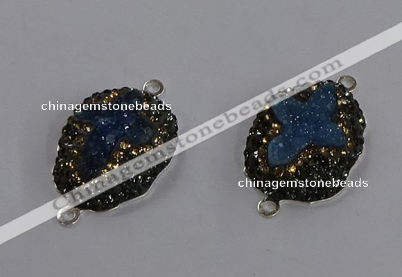 NGC1418 18*25mm freeform druzy agate connectors wholesale