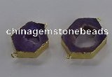 NGC1426 18*25mm - 25*35mm hexagon druzy agate connectors