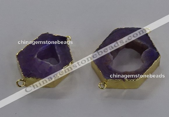 NGC1426 18*25mm - 25*35mm hexagon druzy agate connectors