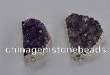 NGC1435 20*25mm - 25*30mm freeform druzy amethyst connectors