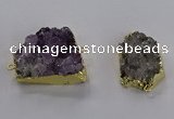 NGC1436 20*25mm - 25*30mm freeform druzy amethyst connectors