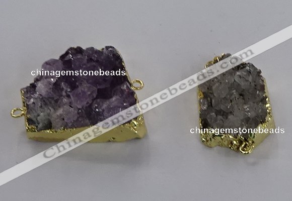 NGC1436 20*25mm - 25*30mm freeform druzy amethyst connectors