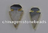 NGC1438 25*50mm - 30*55mm arrowhead agate gemstone connectors