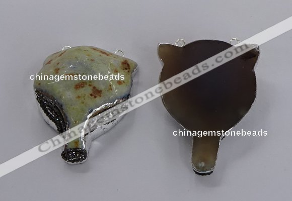 NGC1441 40*55mm - 45*60mm Fox-head agate gemstone connectors