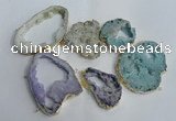 NGC146 40*50mm - 55*70mm freeform plated druzy agate connectors