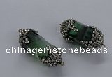 NGC1463 15*40mm - 15*45mm faceted nuggets green fluorite connectors