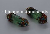 NGC1464 15*40mm - 15*45mm faceted nuggets green fluorite connectors